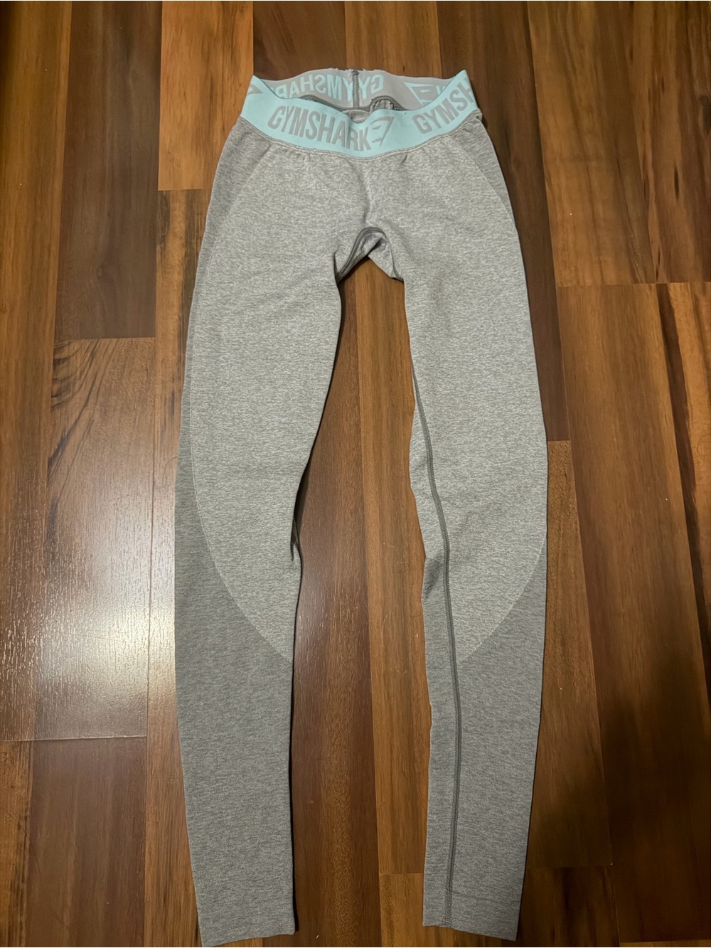 Gymshark Light Grey Leggings with Mint Branded Waistband